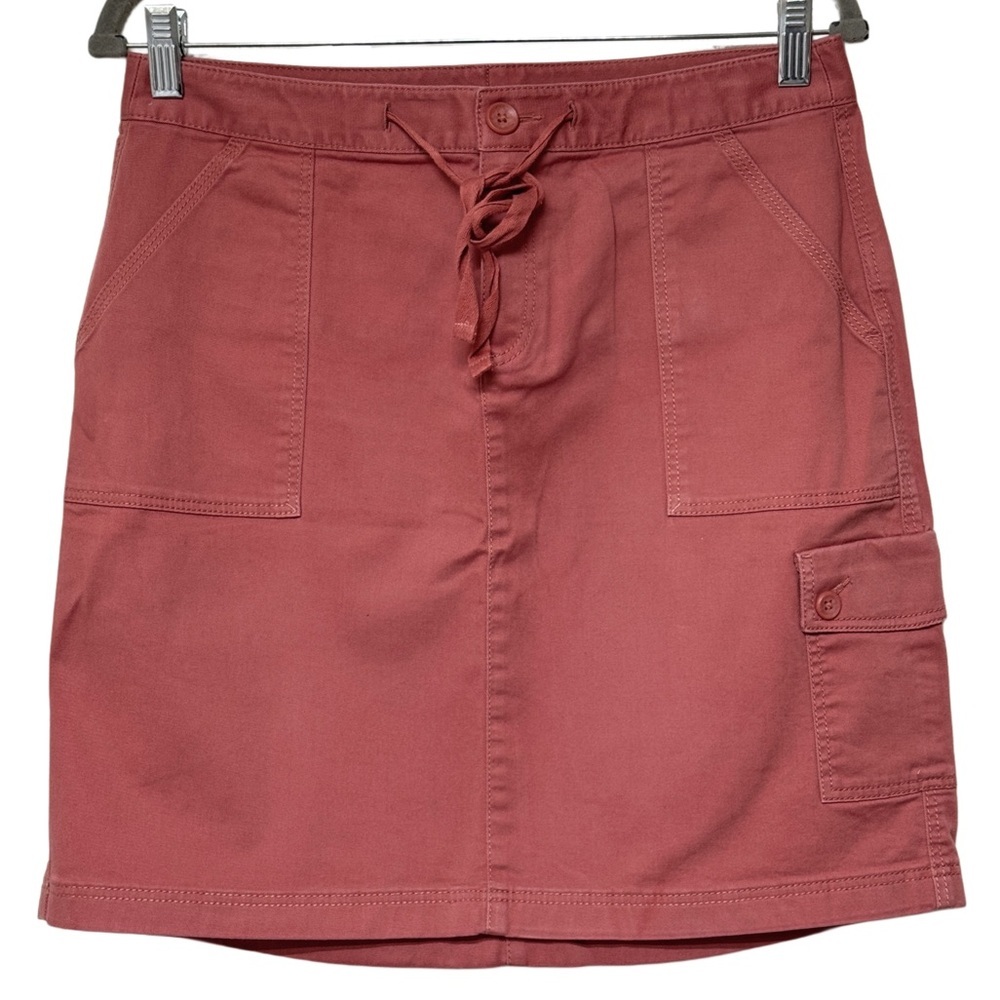 {L.L. Bean} "Favorite Fit" Cargo Khaki Style Tie Waist Knee Length Midi Skirt - Picture 5 of 5